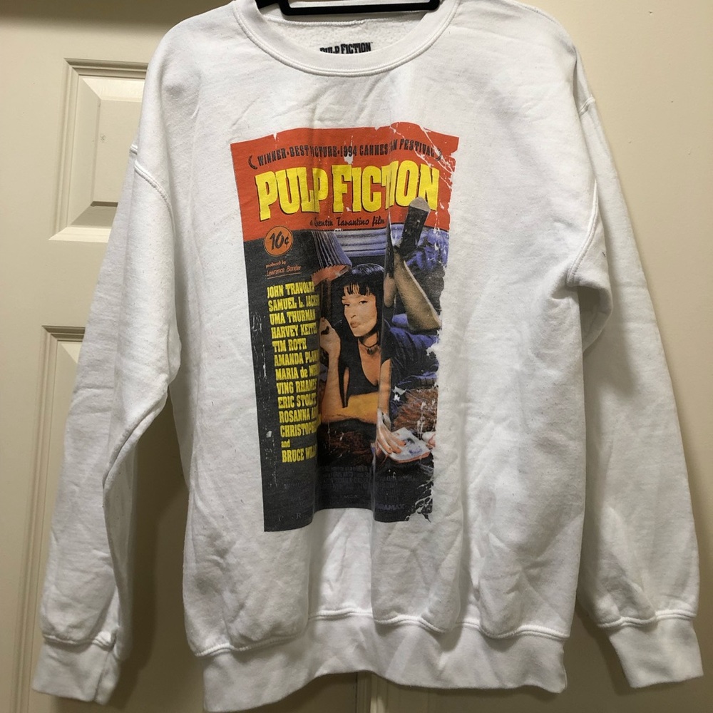 Pulp fiction white crewneck pullover sweatshirt | size large